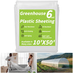 6 Mil Greenhouse Plastic Sheeting, 10 x 50 FT Clear Polyethylene Film