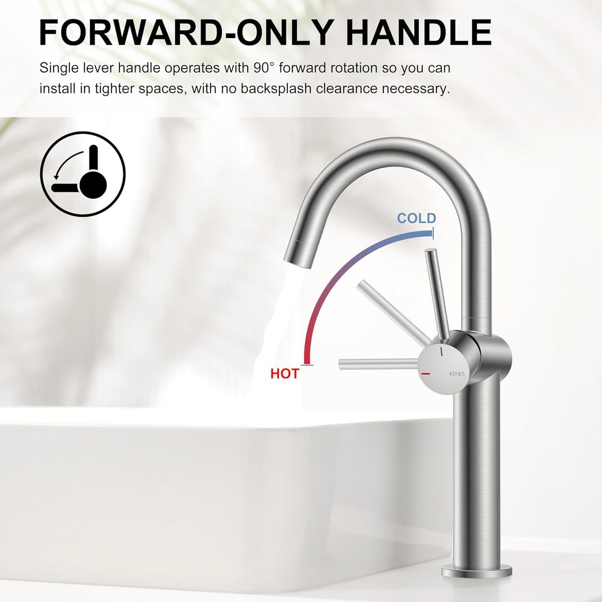 Brushed Nickel Vessel Sink Faucet Single Handle, Tall Bathroom Faucet