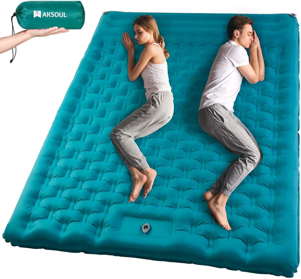 Sleeping Pad Camping Inflatable: Extra Thickness Double Persons Self Inflating Mat with Built-in Foot Pump
