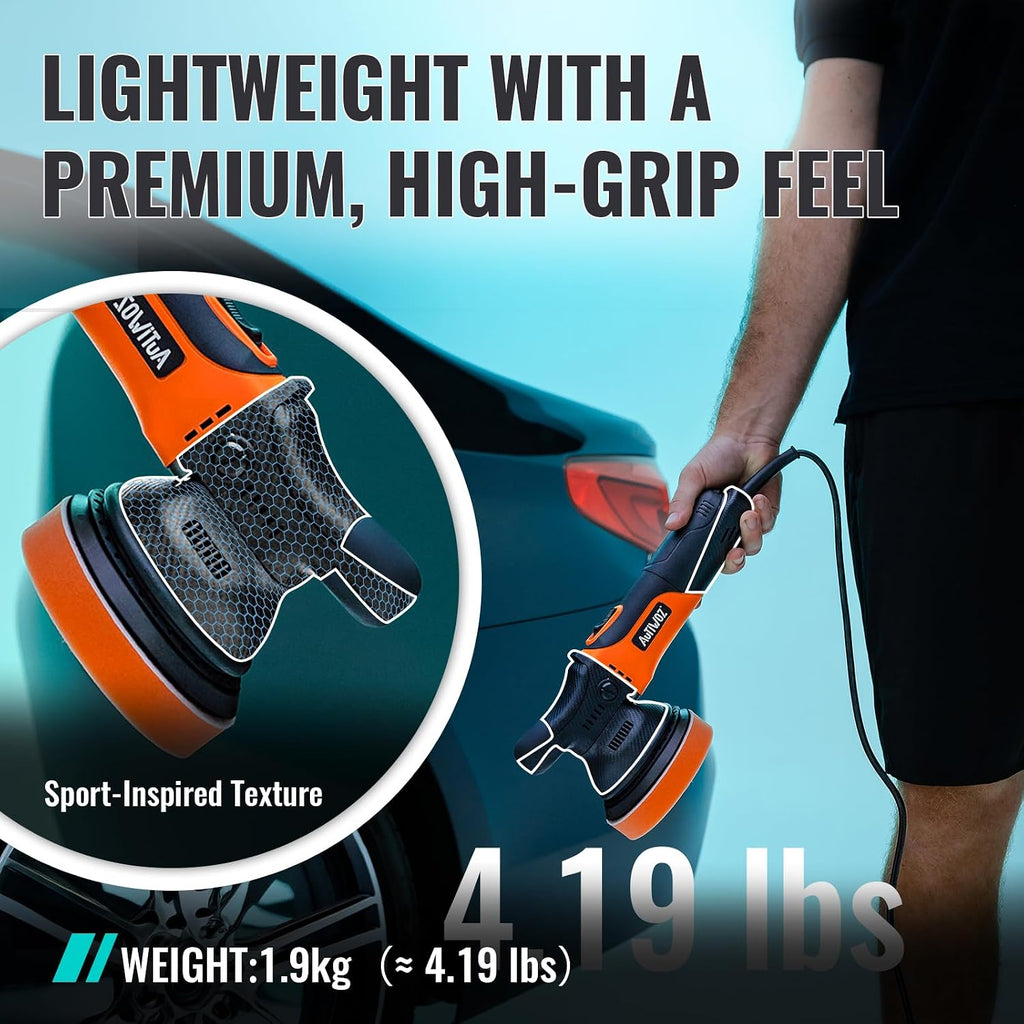 5 Inch DA Polisher for Car Detailing, 9mm Random Orbital Polisher Buffer, 6 Speeds 2000-6200RPM, 630W Auto Polishing
