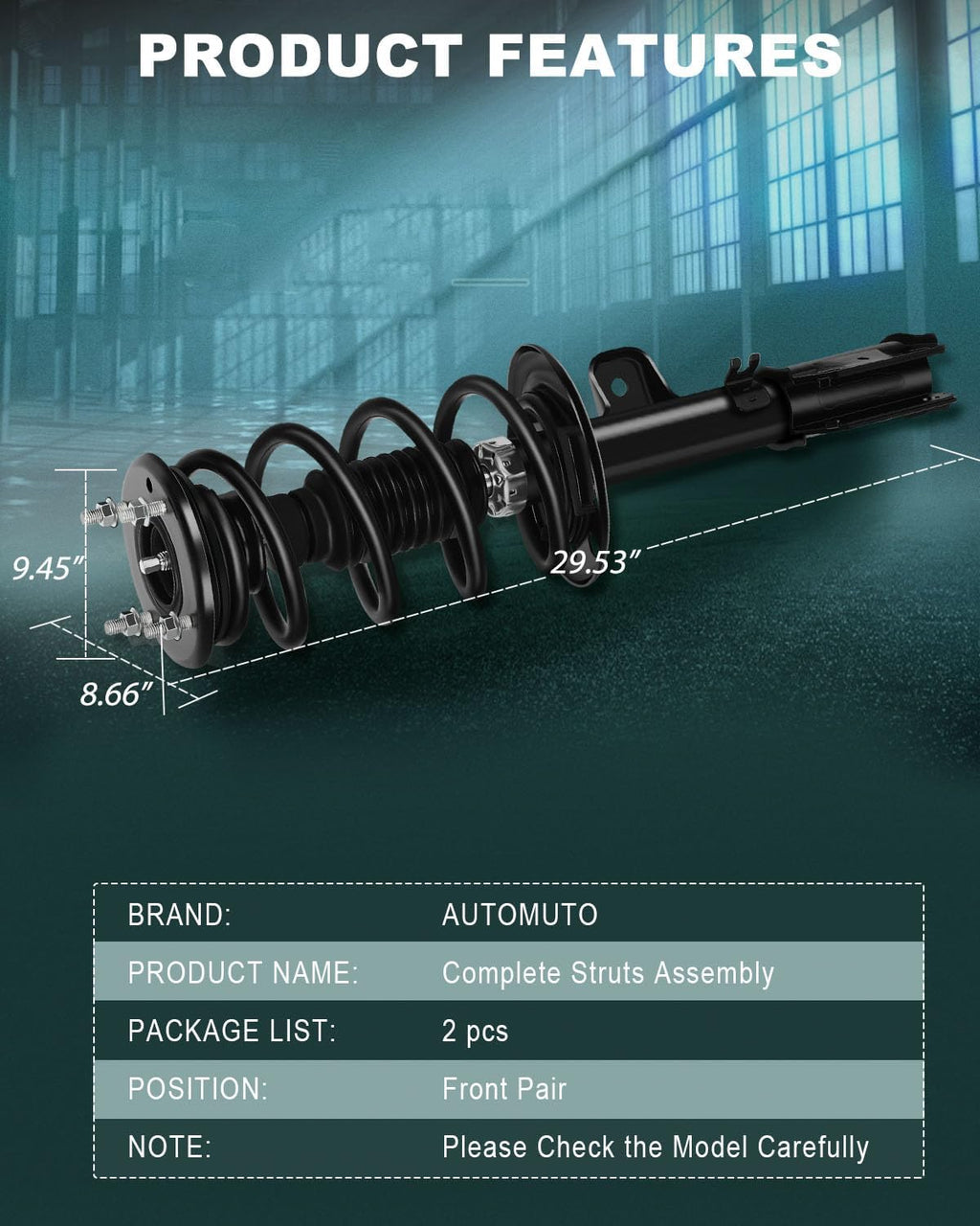 AUTOMUTO Front Complete Struts Spring Assembly for Ford Explorer 2013-2019