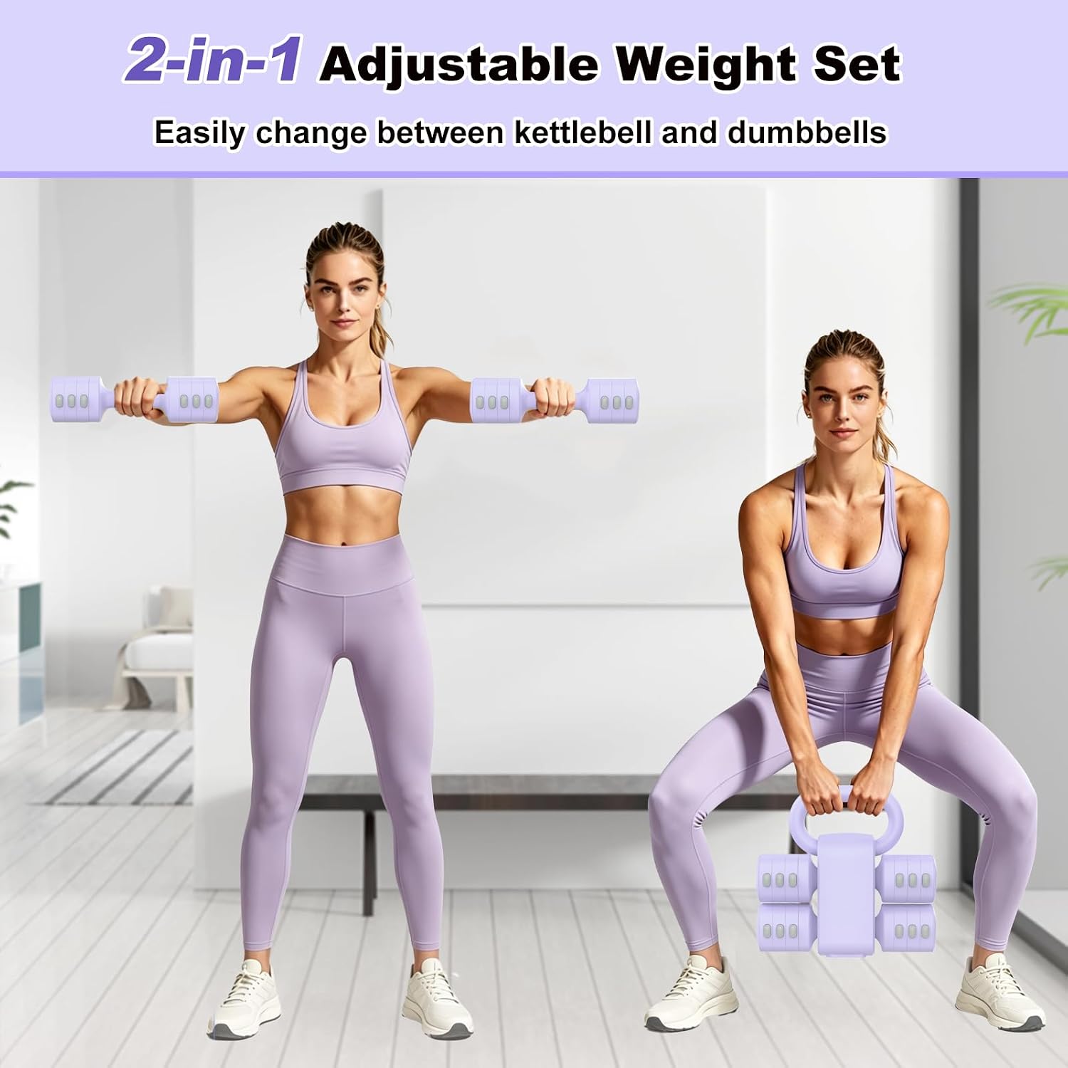 Adjustable Dumbbell Set, Hand Weight Dumbbells with Kettlebell Shell | ABS, Weight Adjustable, Quick Lock, Kettlebell