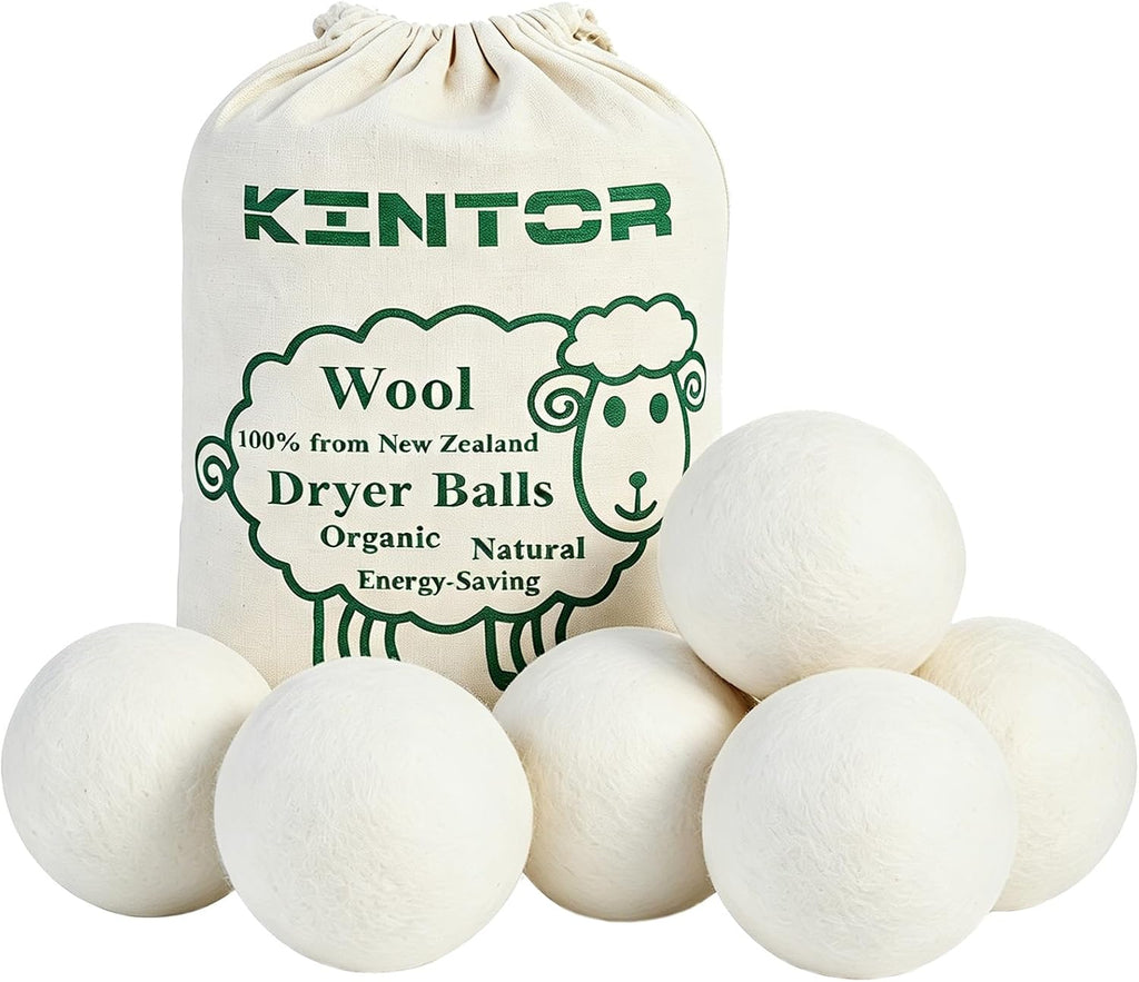 Wool Dryer Balls XL 6-Pack, Reusable Natural Laundry Fabric Softener