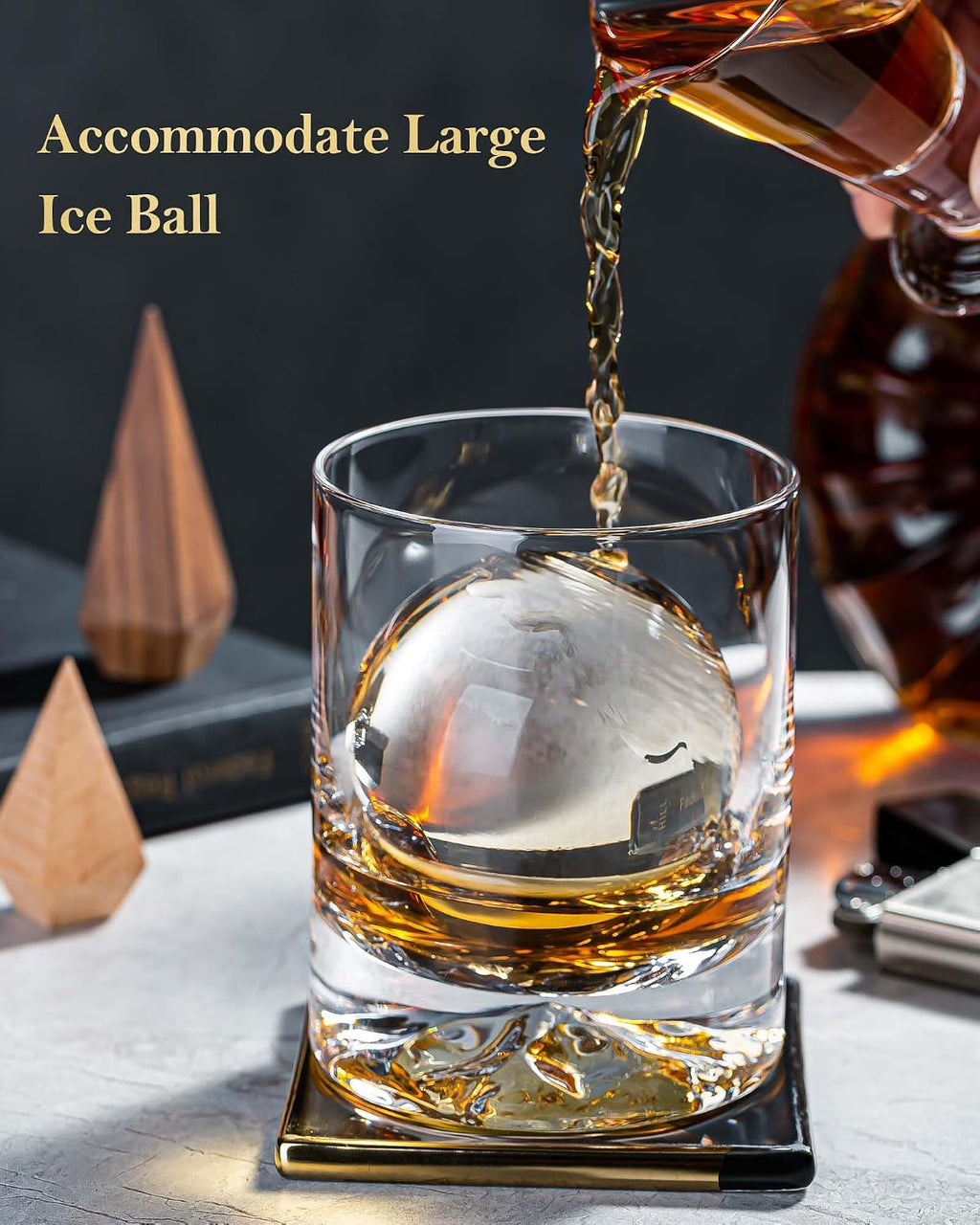 Hand Blown Crystal Double Old Fashioned Cocktail, Solid Whiskey Glasses, Rocks Glasses, Lowball Glasses - 12 Ounce