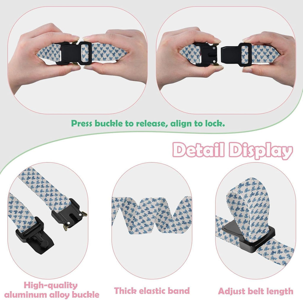 Blue Bow Tie Kids Elastic Belt, Adjustable Stretch Waist Belt with Buckle, Youth Belt for Baseball Golf Softball