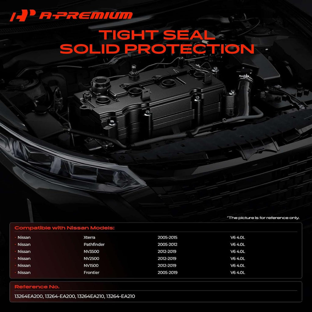 A-Premium Pair [2] Left Right Engine Valve Covers with Gasket & Bolts & Oil Filler Cap Compatible with 2005-2019 Nissan - Frontier, Pathfinder, Xterra, NV1500, NV2500, NV3500 - V6 4.0L VQ40DE