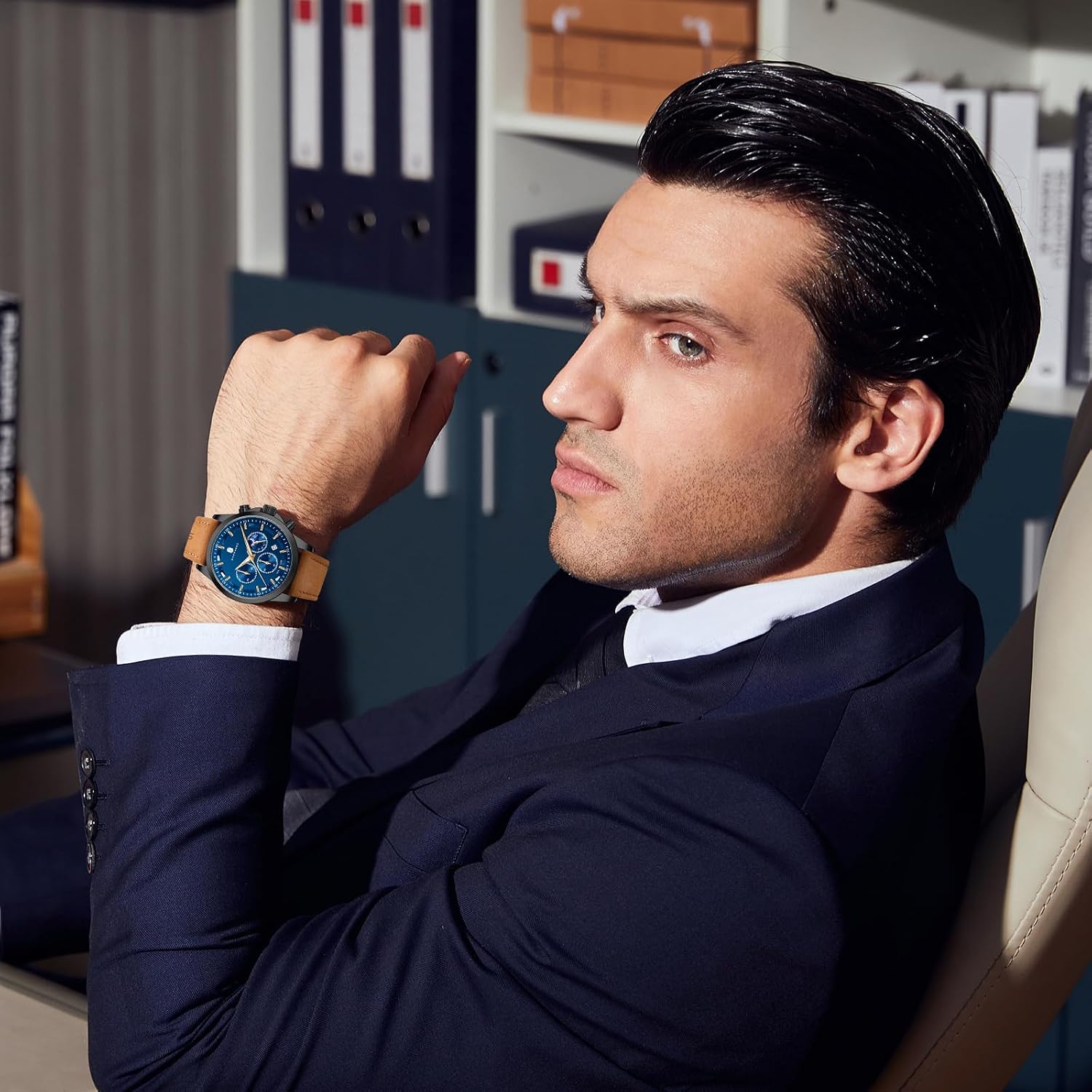 Chronograph Watches for Men, Original Business Casual Stainless Steel Analog Watch 50M Waterproof Luminous Watches