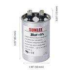 SUNLEE UL Recognized Single Run 35 uF (35 MFD) 370/440 VAC CBB65 Capacitor, 50/60 Hz, Reliable Replacement for AC Condenser Fan Motor, Heat Pump or Pool Pump