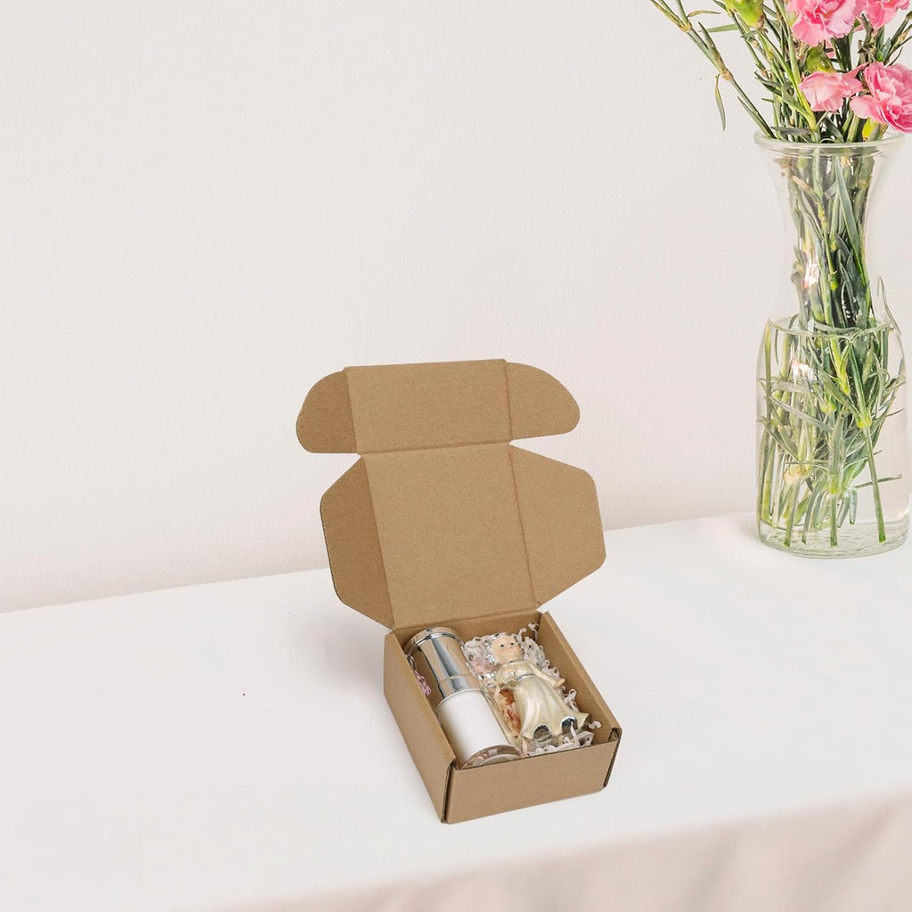 4x4x2 inch Small Shipping Boxes, Set of 6 Mailer Boxes, Brown