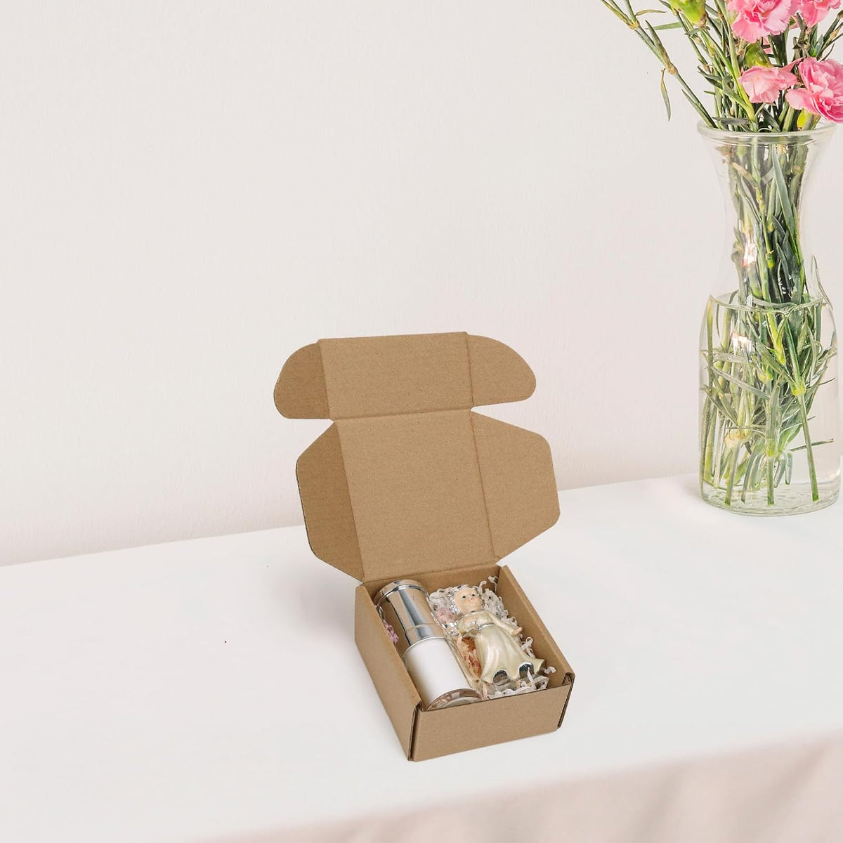 4x4x2 inch Small Shipping Boxes, Set of 6 Mailer Boxes, Brown