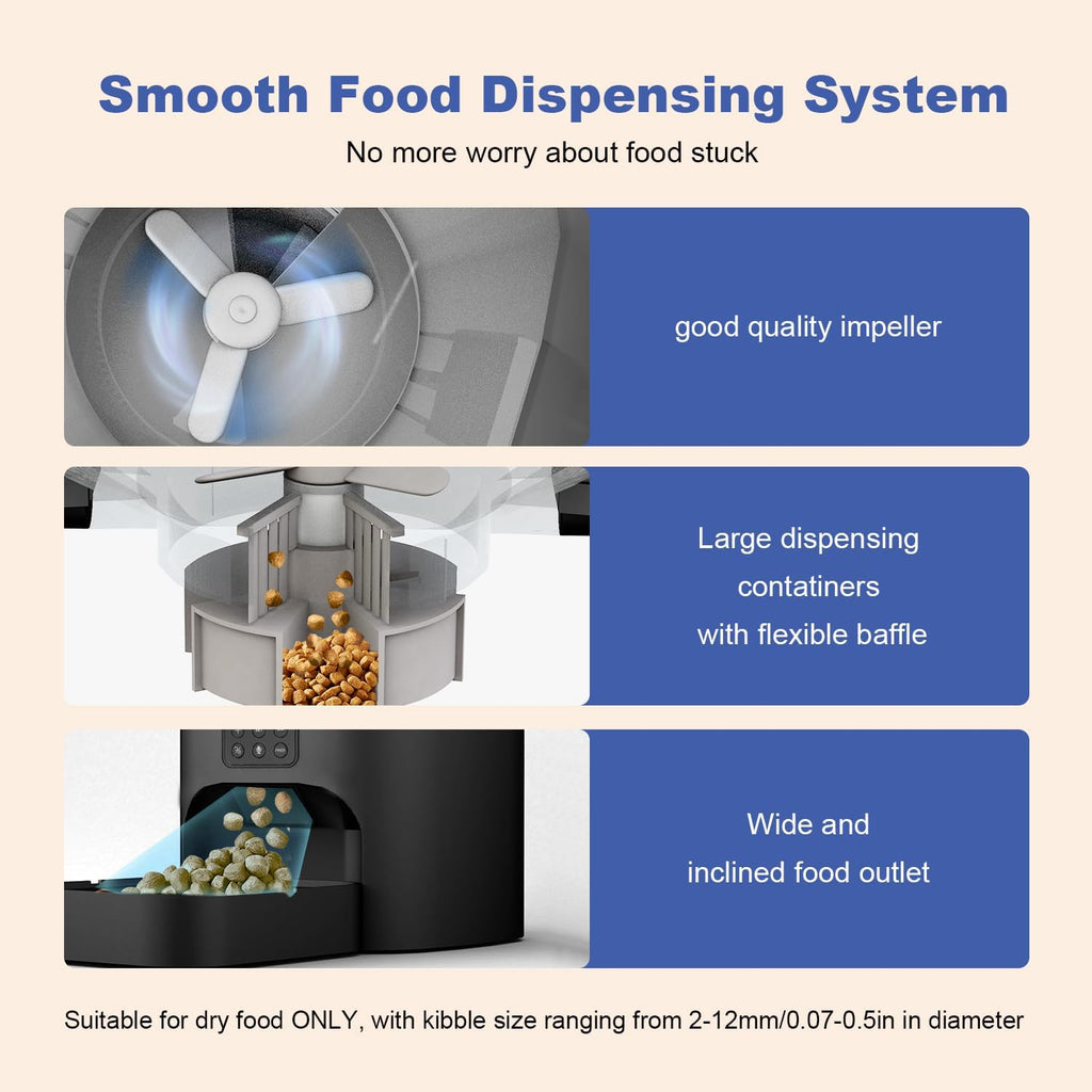 Automatic Cat Feeder,4L Timed Cat＆Dog Dry Food Dispenser