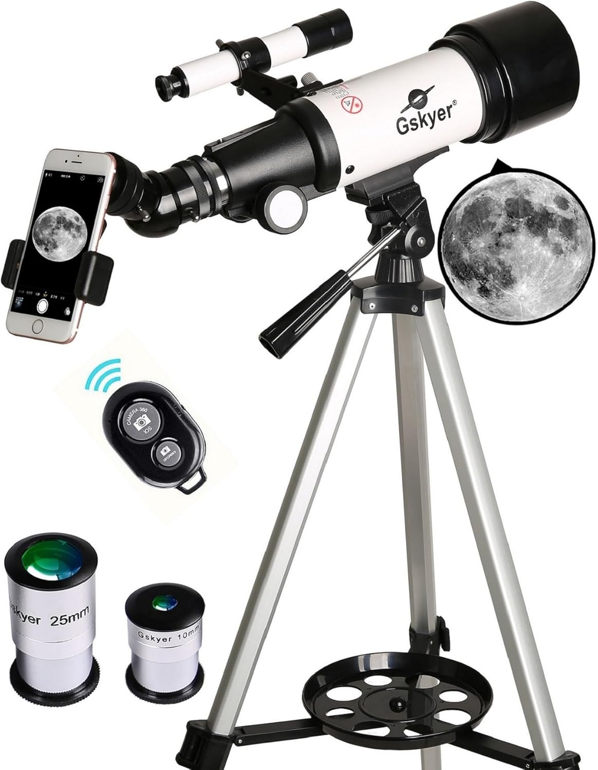 Telescope, 70mm Aperture 400mm AZ Mount Astronomical Refracting Telescope for Kids Beginners - Travel Telescope with