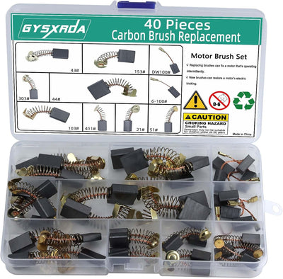 Electric Motor Carbon Brushes Set - 40 Pack Replacement Repair Kit with 10 Sizes, Suitable for Repair Power Tools Part