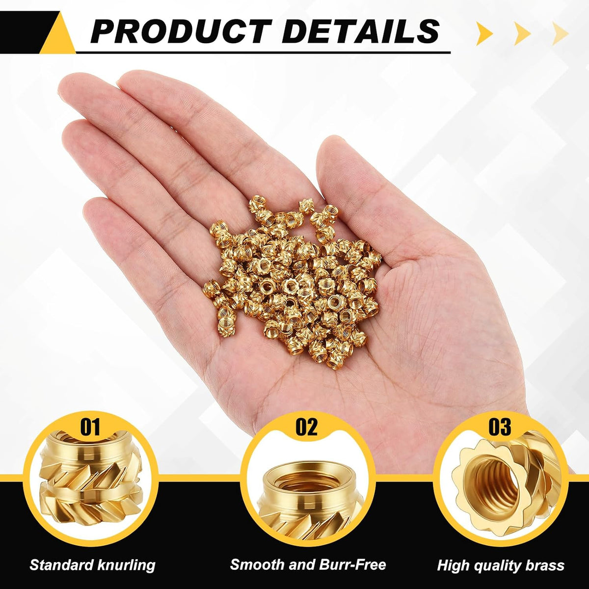 Yaocom 500 Pcs M3 Threaded Inserts M3 x D5 x L4 Heat Set Inserts