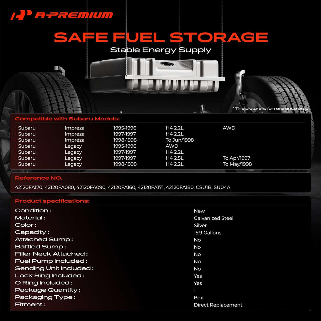 A-Premium Fuel Tank with Lock Ring & O-Ring Compatible with Subaru
