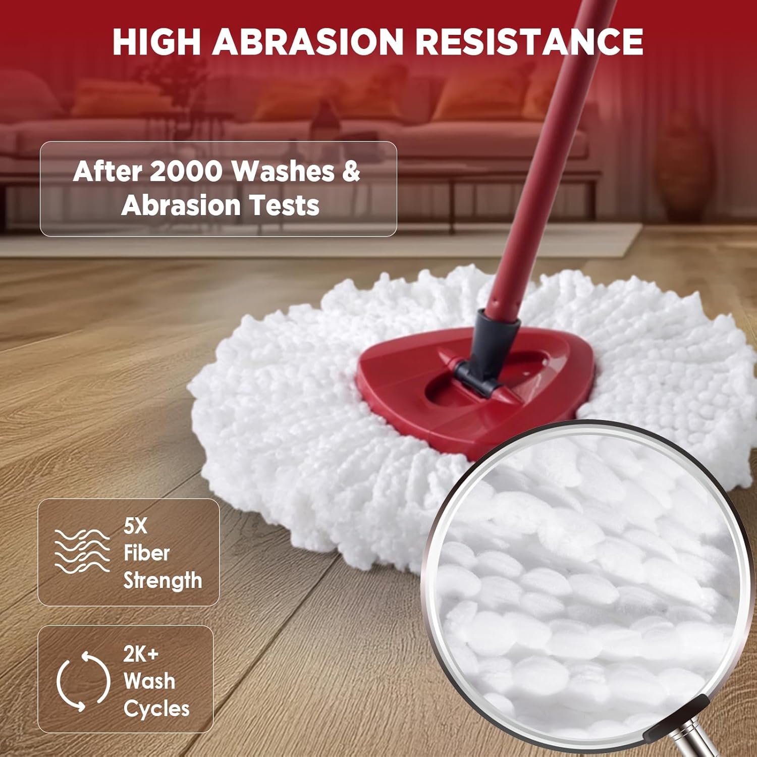 Mop Head Replacement for O-Cedar Easy Wring 1-Tank System，Exovyn Spin Mophead Replacements，Microfiber 6 Pack 360°