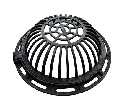 20in Ductile Iron Atrium Drain Grate with Hinge and Frame, Dome Metal Overflow Relief Gully Grate with Bolted Down