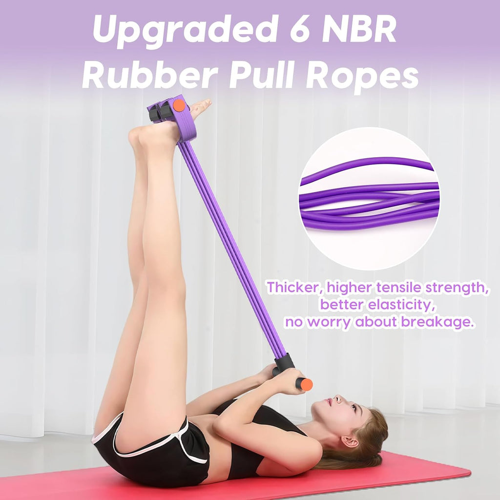 Pedal Resistance Band with Handles, 6-Tubes Natural Rubber Exercise Bands | Upgrade Foot Pedal Resistance Bands for