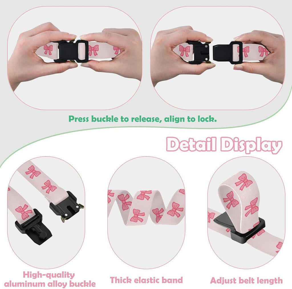 Bow Tie Adjustable Kids Elastic Belts, Girls Boys Stretch Waist Belt with Aluminum Alloy Buckle
