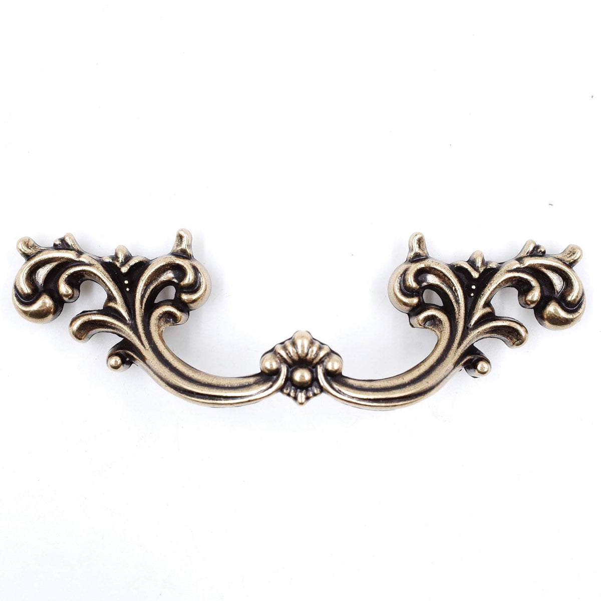 French Provincial Drawer Pulls - 6-Pack, Antique Brass, 2-1/2" Hole Centers, Vintage Shabby Chic Pulls for Dresser