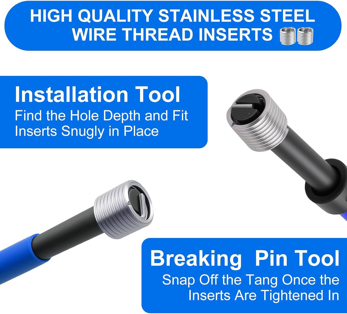 30PC SAE Helicoil Thread Repair Insert Kit， 1/4-20 inch Rethread