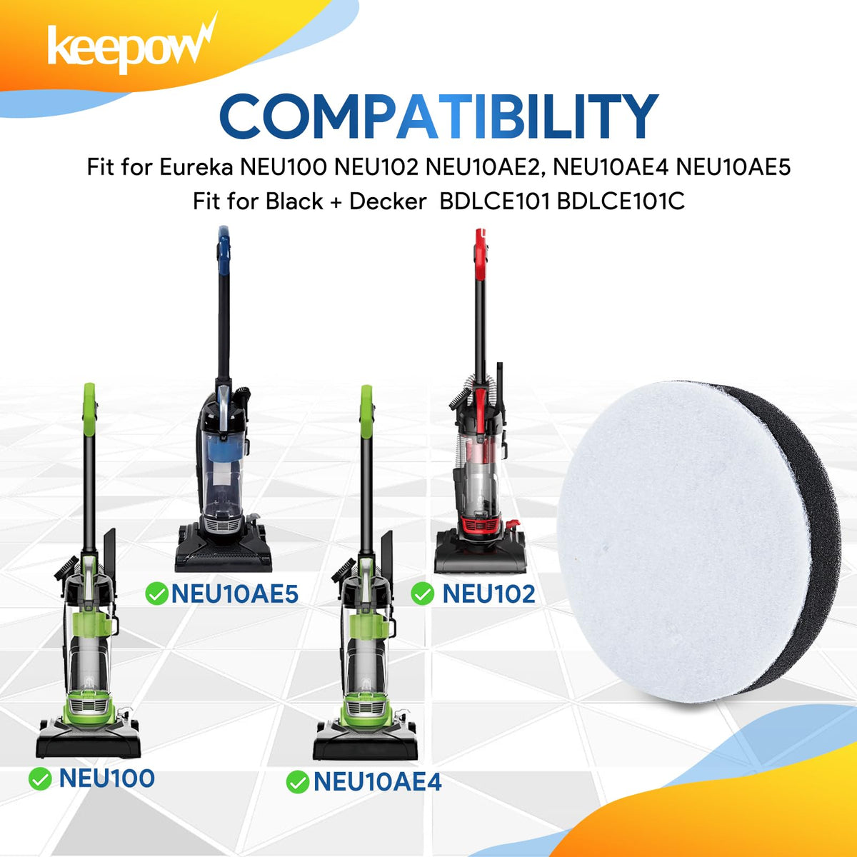 Vacuum Filter Compatible with Eureka Airspeed Bagless Upright