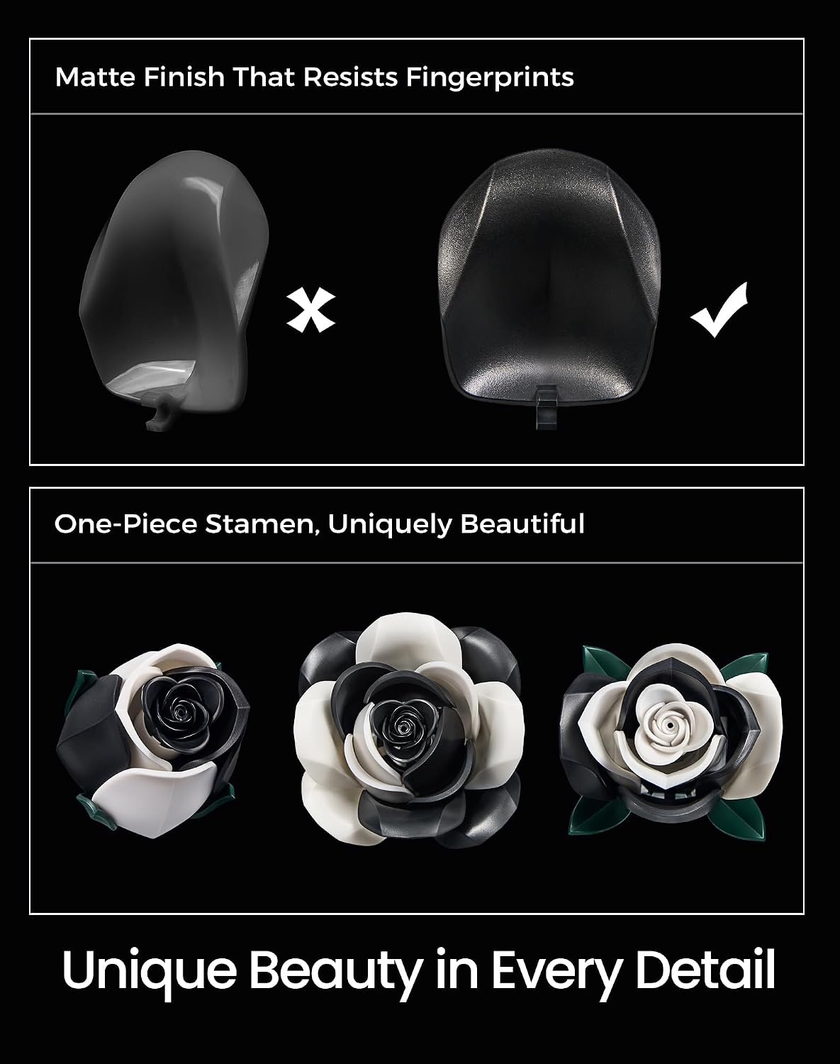 Black White Roses Flowers Building Set 3Pack Basket Stuffers Gifts