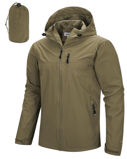 Men's Packable Rain Jacket Waterproof Raincoat with Hood