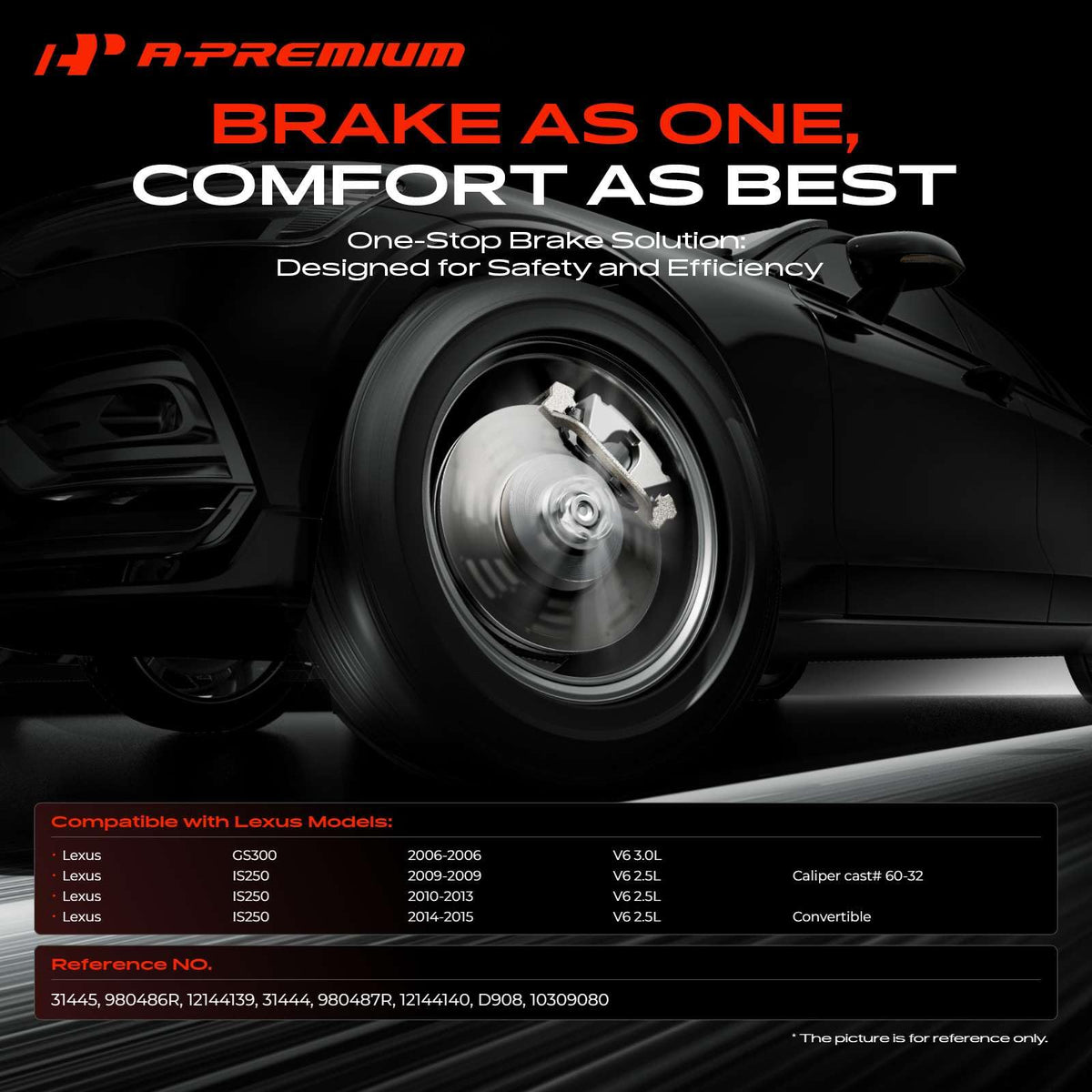 A-Premium 11.65 inch (296mm) Front Vented Brake Rotors and Ceramic Pads Kit