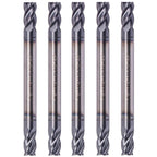 5Pcs 1/8" 4 Flute Solid Carbide Square End Mill, Double End, AlTiN Coated