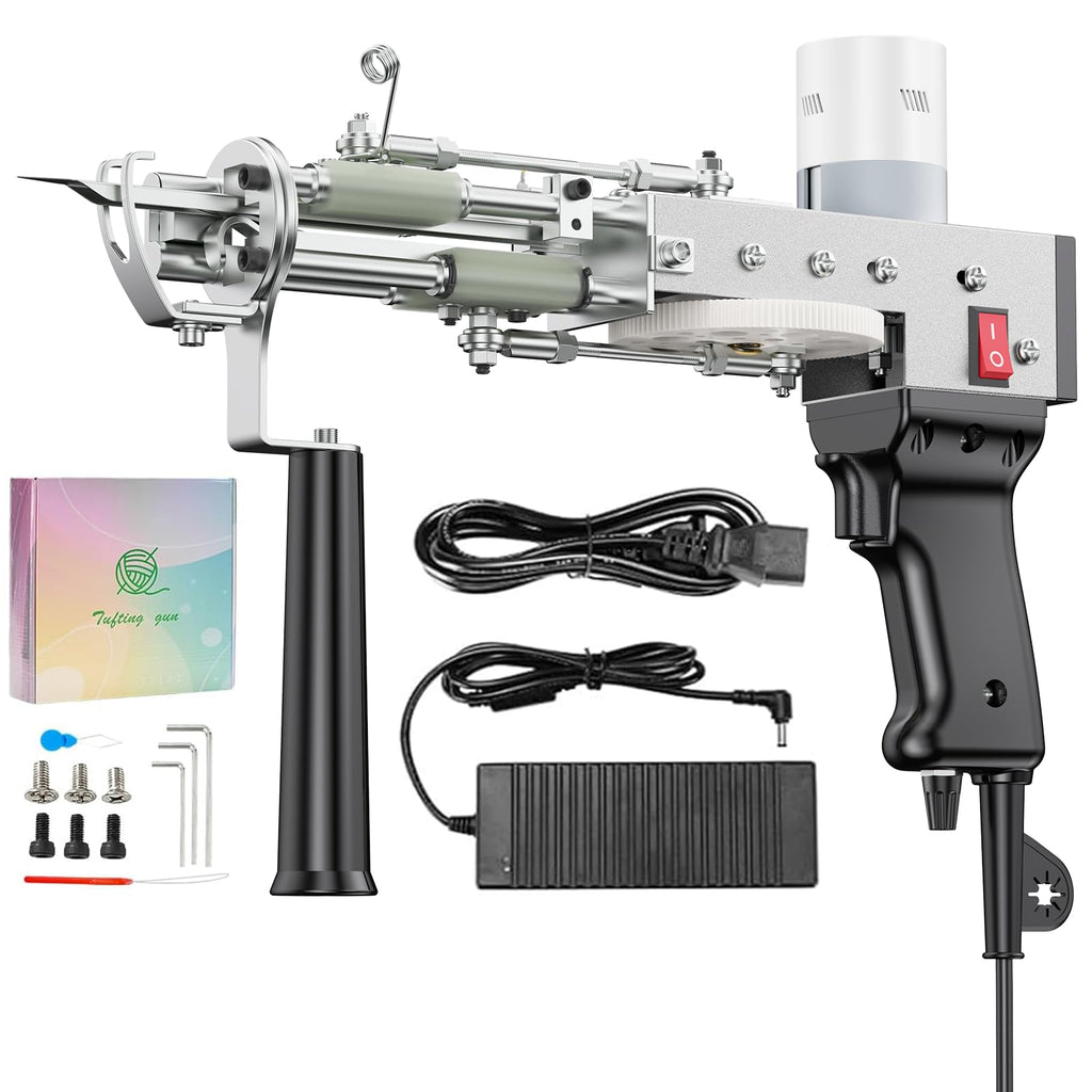 Rug Tufting Gun for Tufting Lover, 2 in 1 Cut & Loop Pile Carpet Gun, Tufting Machine kit for Beginners (Black)