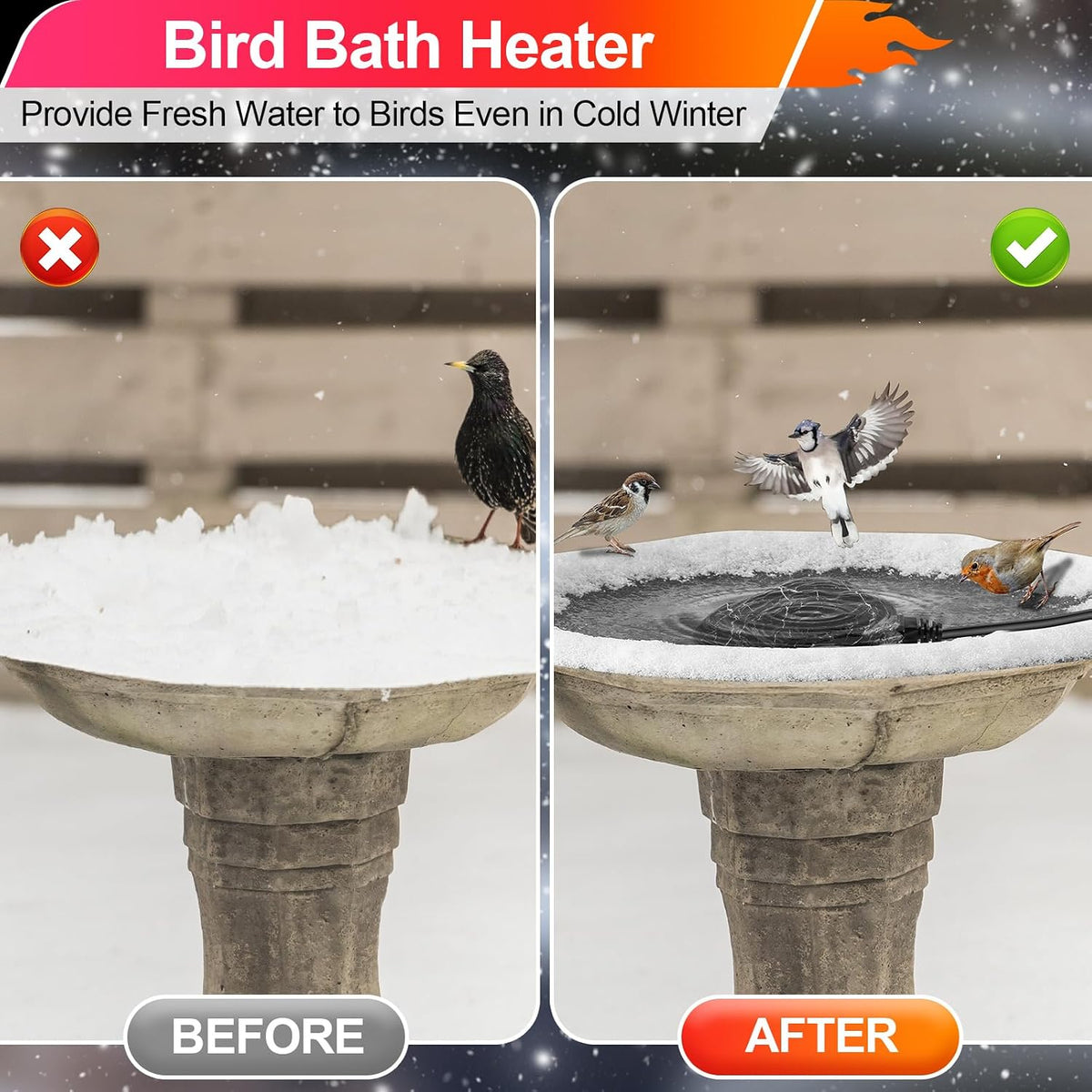Bird Bath Deicer Heated Rock, 80W, Aluminum Base, 1 Pack, Black