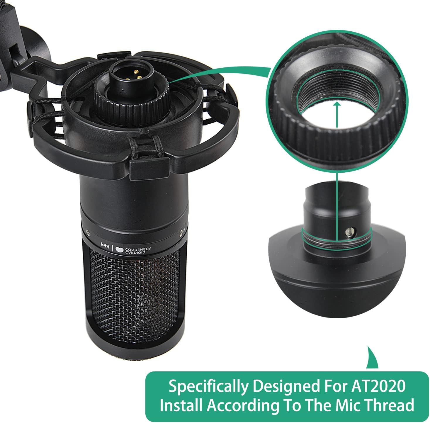 AT2020 Shock Mount with Pop Filter and Foam Windscreen, Noise Reduction Microphone Shock Mount Mic Holder for Audio