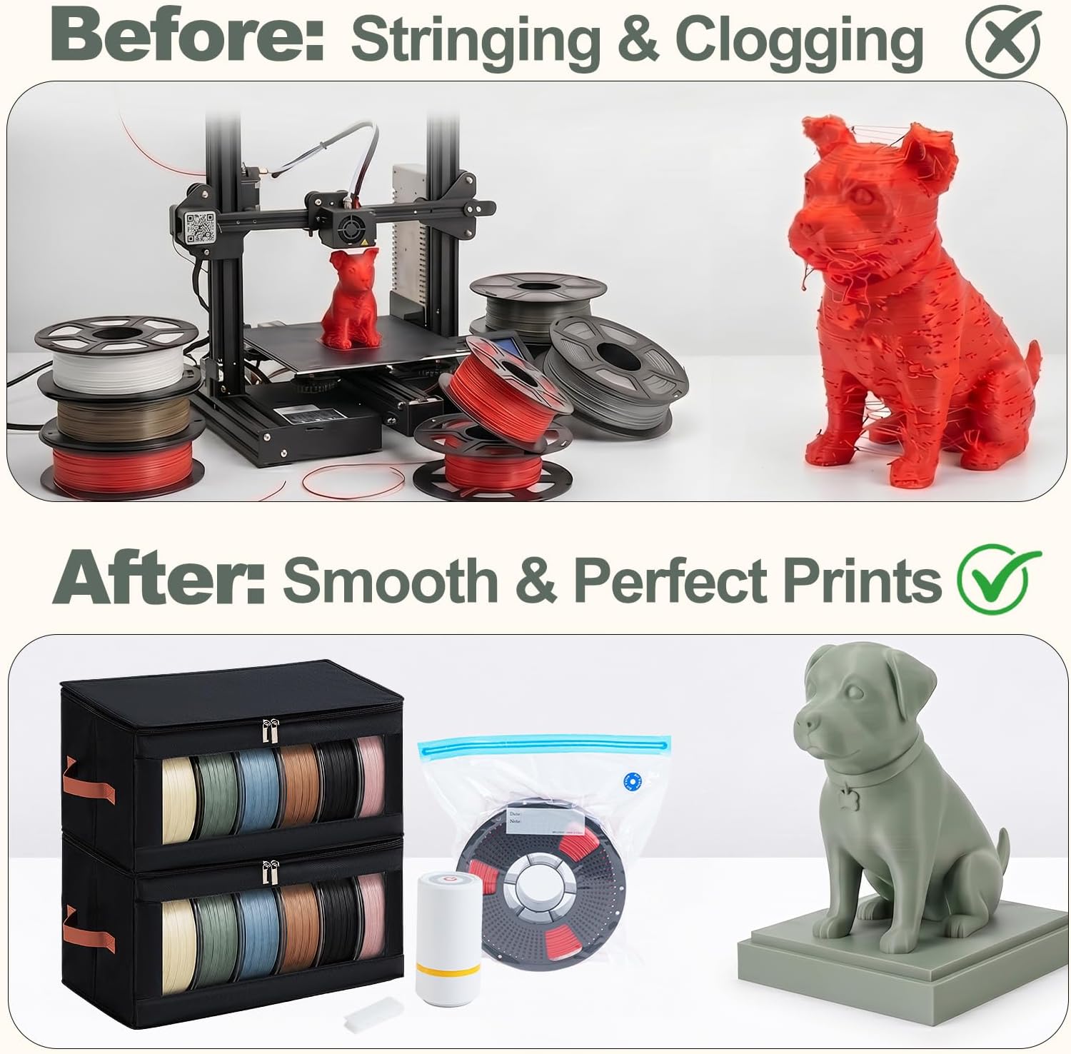 Filament Storage Box for 12 Spools with Vacuum Bags, Dry Storage Organizer | Electric Vacuum Pump, Thick PA+PE Vacuum