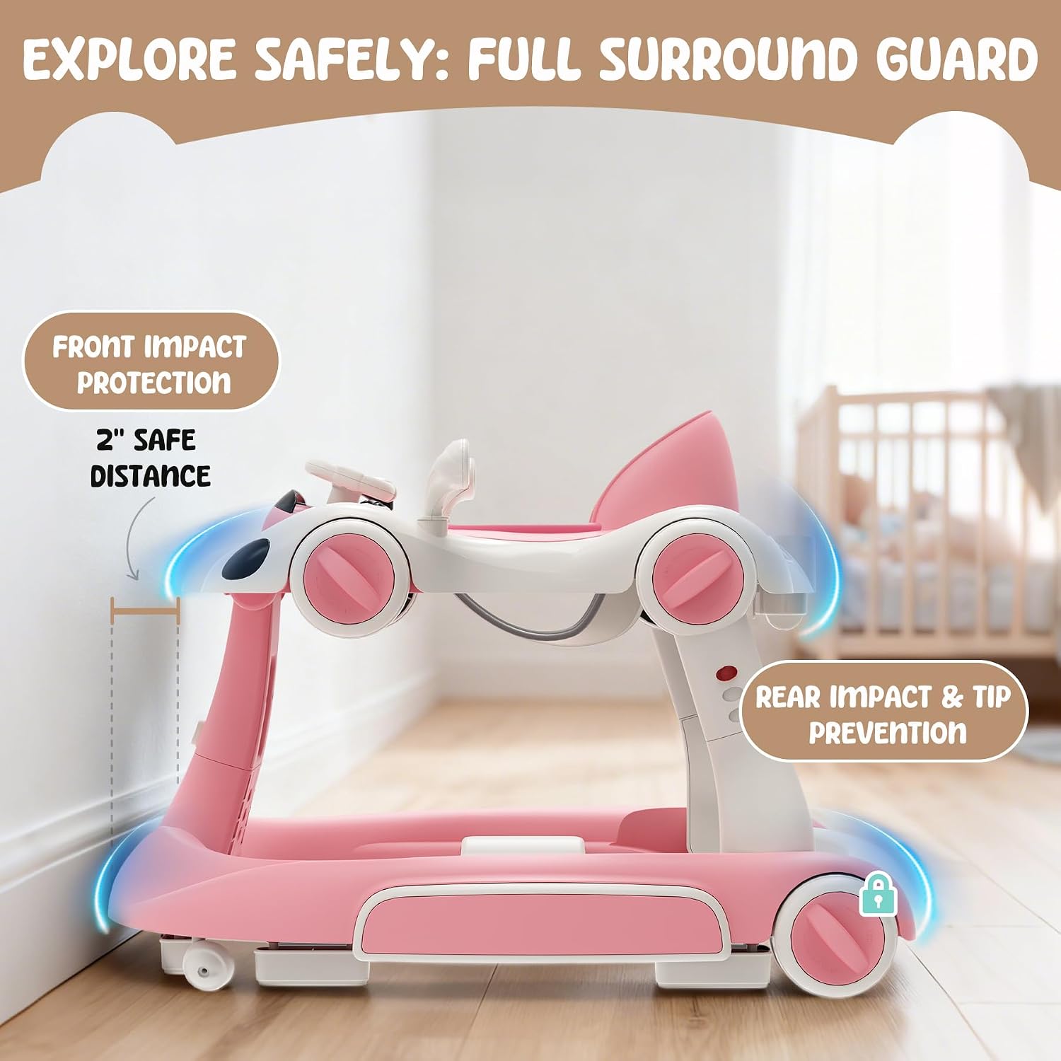 6-in-1 Foldable Baby Walker Activity Center Bouncer Rocker 6-18 Months