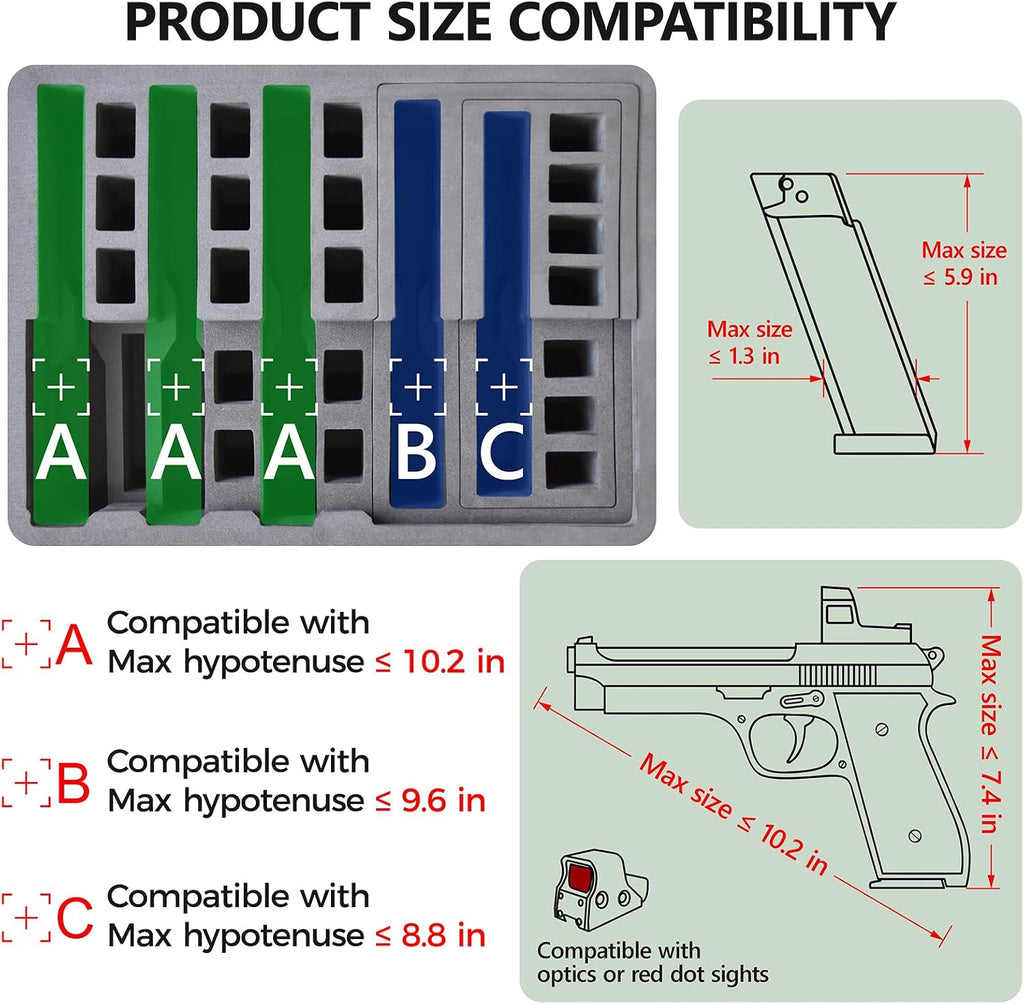 Pistol Gun Case for Multiple Handguns – TSA Approved Travel Pistol Case with 2 TSA Locks, Pre-cut Heavy Duty
