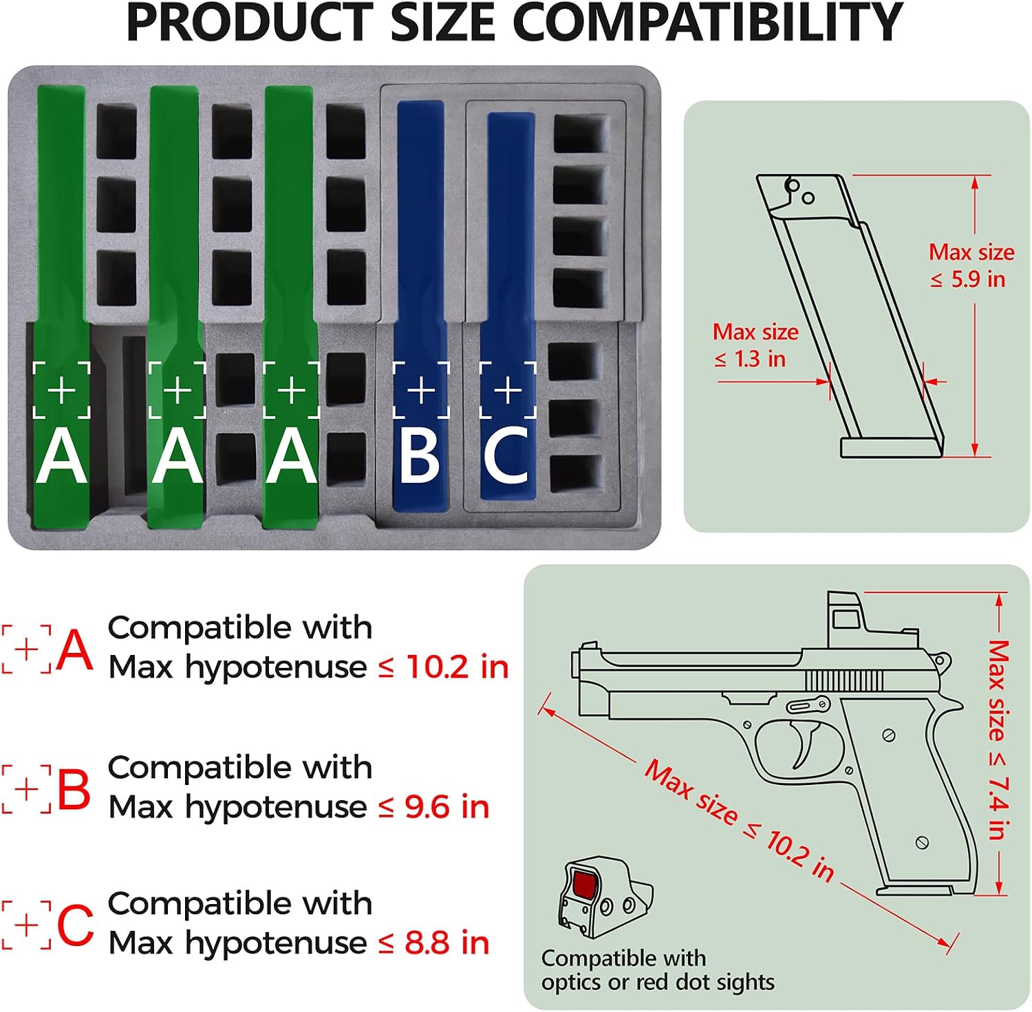 Pistol Gun Case for Multiple Handguns – TSA Approved Travel Pistol Case with 2 TSA Locks, Pre-cut Heavy Duty