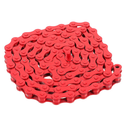 Red Bicycle Chain Single Speed 94-Link Steel Chain for Road and BMX Bike Drivetrain Replacement
