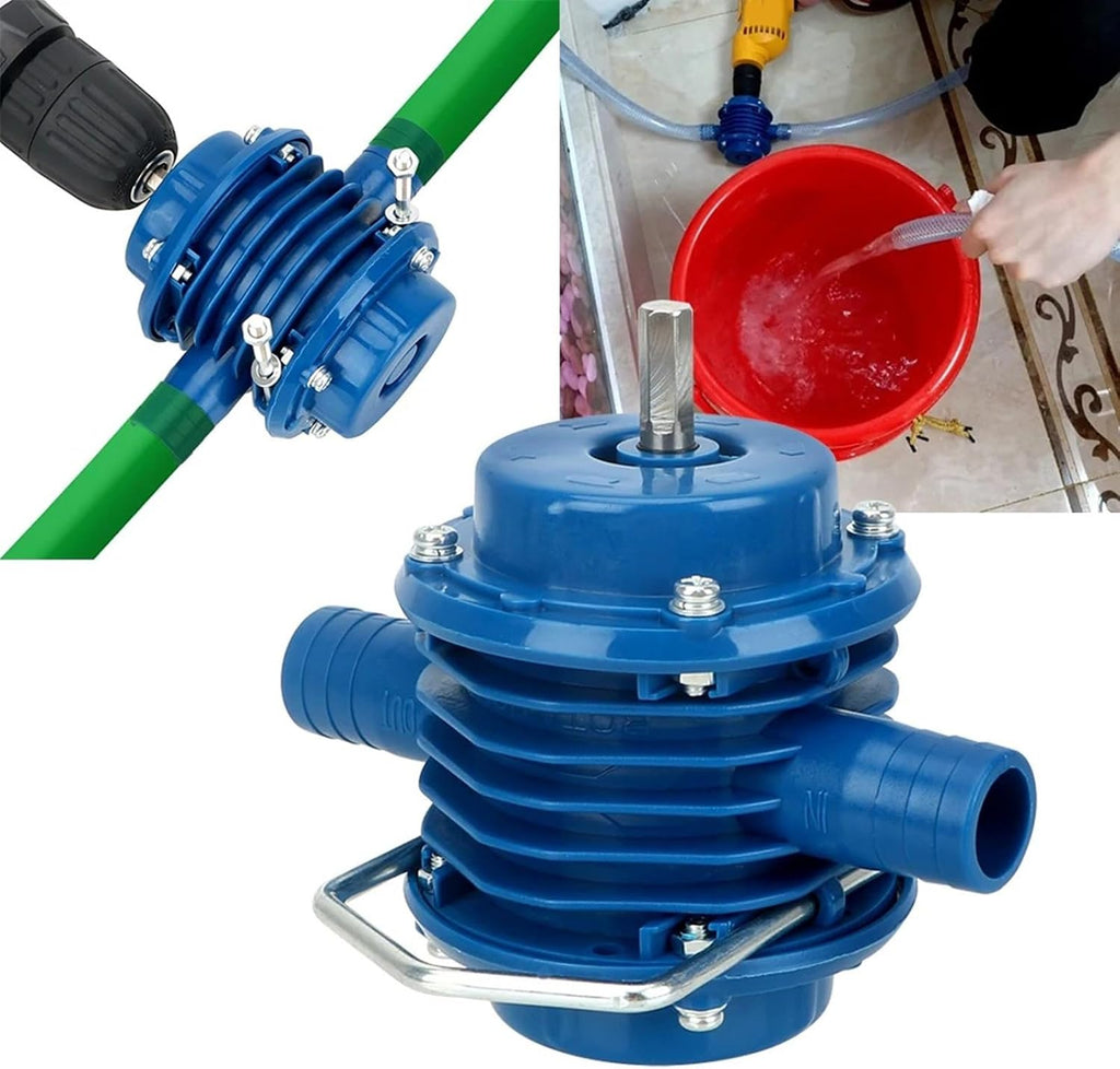 Hand Drill Water Transfer Pump with Startup Assist Design, Compact Size and Hose Ports for Everyday Water Transfer
