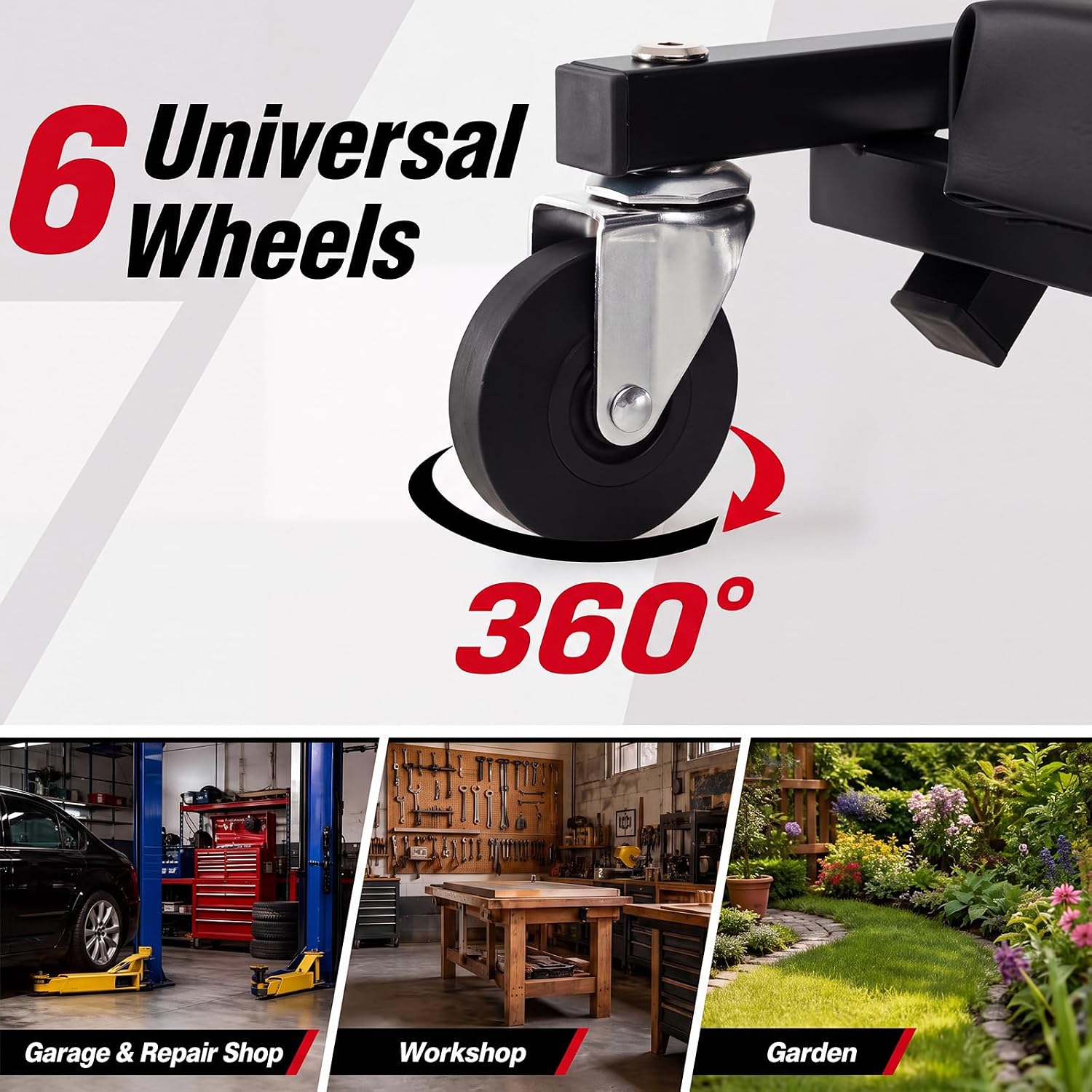 36" 3-in-1 Folding Z Mechanic Creeper with 6 Swivel Wheels, Black