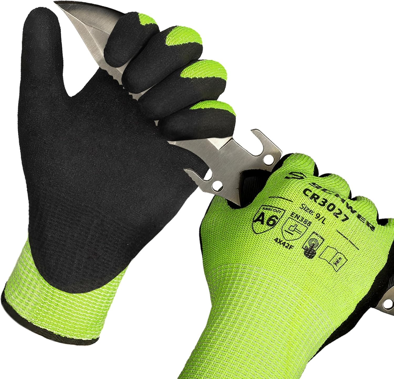 2 Pairs Cut Resistant Gloves ANSI A6/A7 (Send Randomly) Cut Proof Work Gloves, Touchscreen