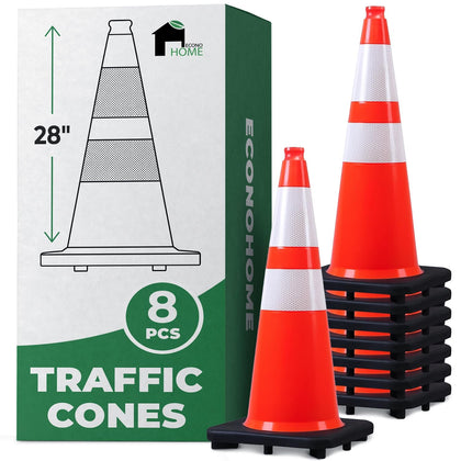 Reflective Traffic Cones - 5.3 lbs Weighted Orange Safety Cones for Parking Lot, Traffic Control, Construction, Road