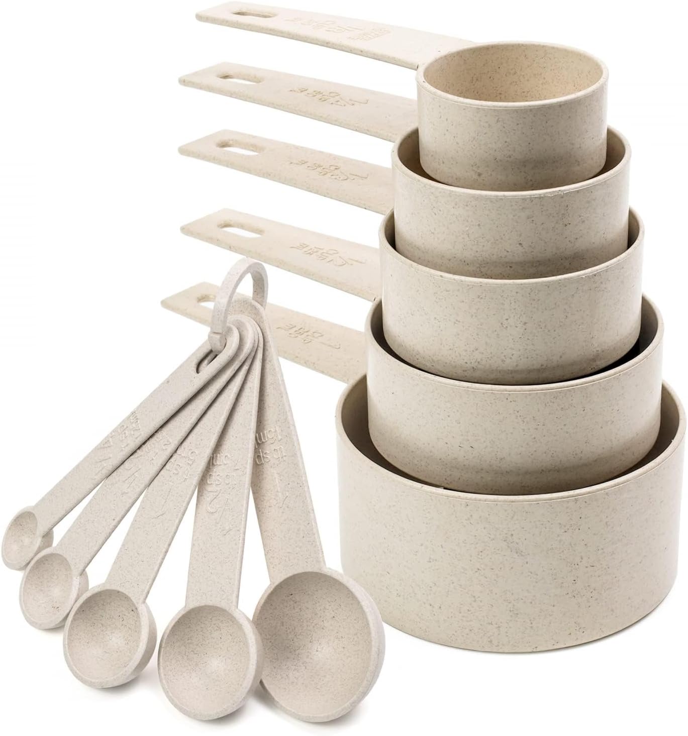 Cream Wheat Straw Measuring Cups Spoons Set Cooking Baking Tools 10pc
