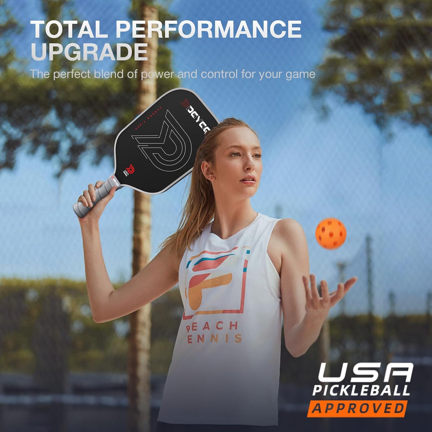 Pickleball Paddles with Polypropylene Honeycomb Core, T700SC Power Carbon Fiber Pickleball Paddle, Increased Power