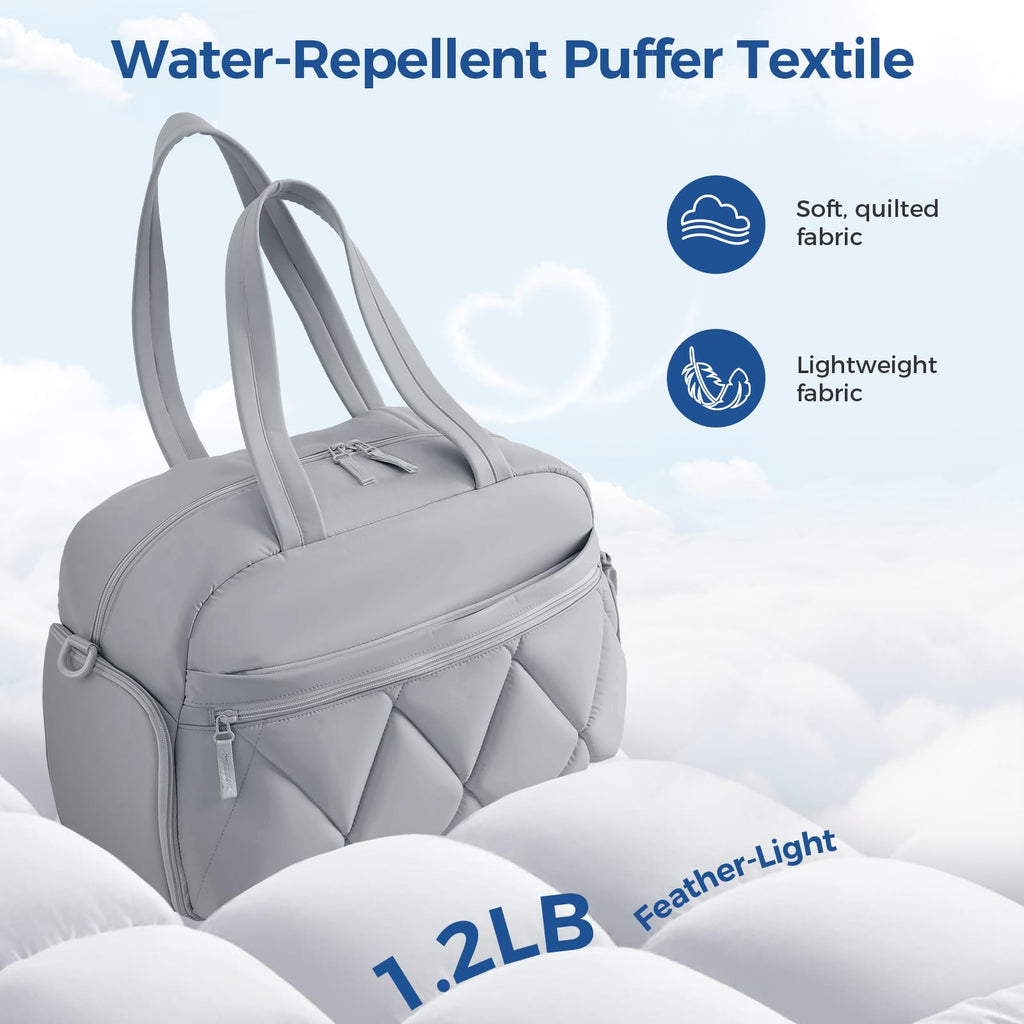 Women's Duffle Gym Bag, Carry-On Shoe Compartment for Weekender Overnight