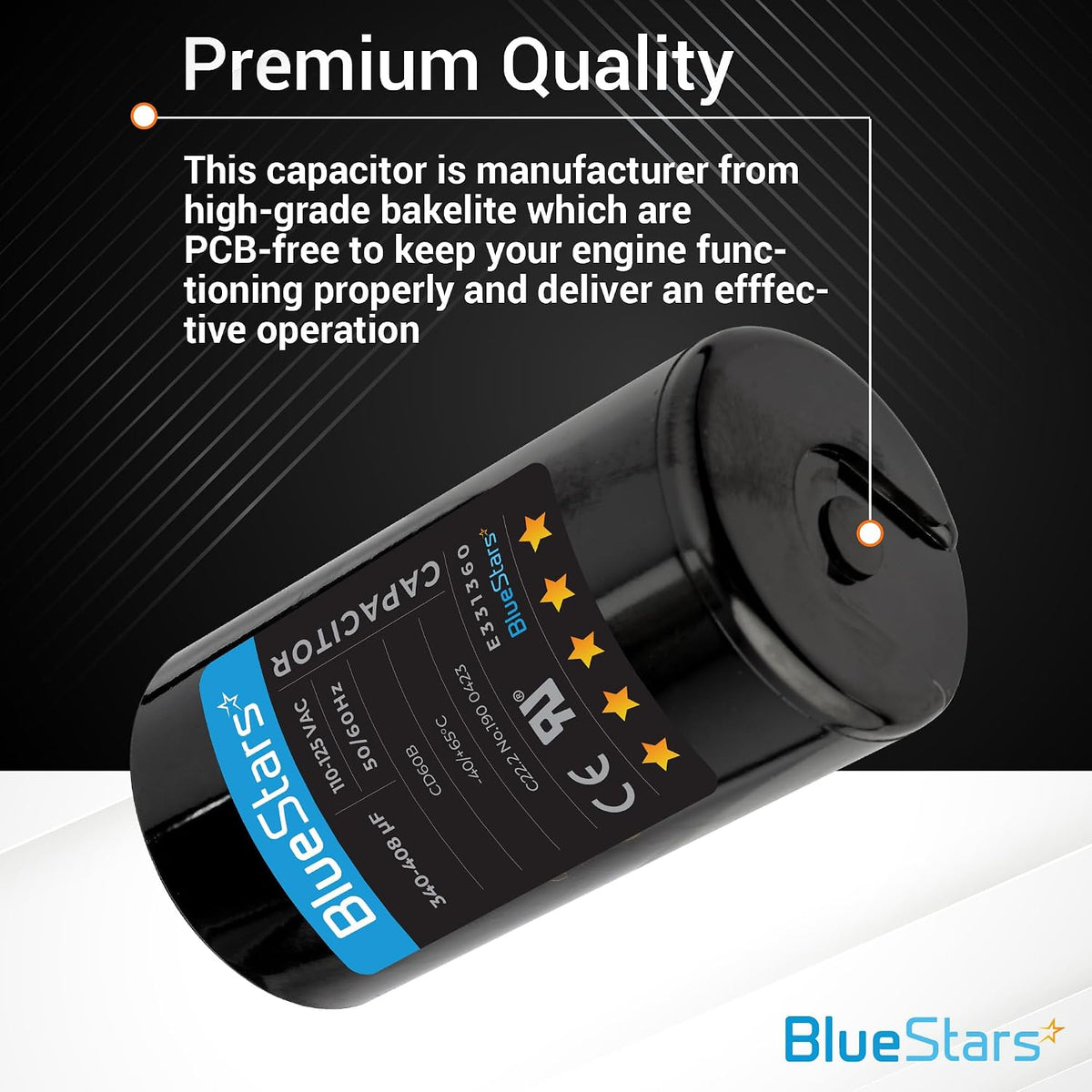 BlueStars 2 Packs 340-408 uF 110-125 VAC Motor Start Capacitor 50/60 Hz