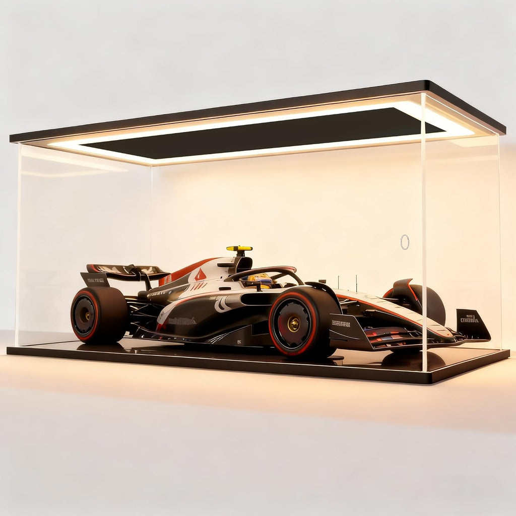 Clear Acrylic Display Case with LED Lights,Dustproof Showcase Display Box for 1/8,1/12, 1/18,Scale Diecast Model