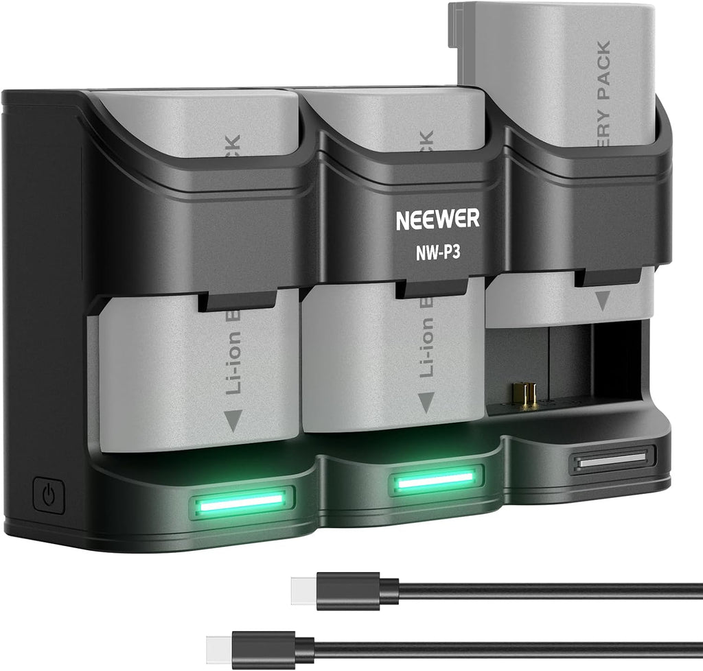 BASICS 3 Channel USB Camera Battery Charger for LP-E6 LP-E6N LP-E6NH LP-E6P, 36W PD Fast Charging Fully Charges 3