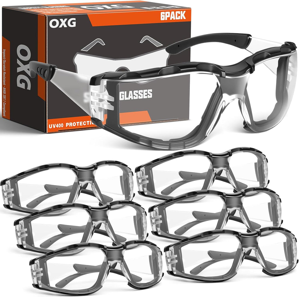 Safety Glasses for Men, ANSI Z87.1 Anti-Fog Impact Resistant Protective Eyewear, Foam Gasket, UV Protection