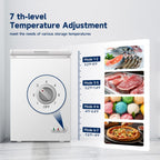 3.0 Cu.ft Deep Chest Freezer, Commercial Solid Top Freezer with Lockable Stay-Open Lid, 7-Level Temp Control, Manual